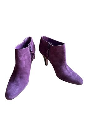 Brooks Brothers Italian Made Purple Suede Ankle Boots with Tassel Zip